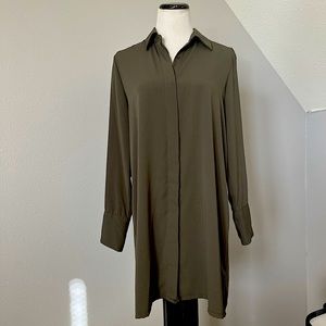 Women's Prologue Long Blouse Olive Green Size M